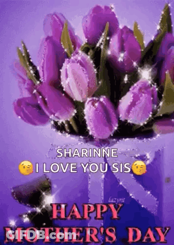 Purple Flower Bouquet Happy Mothers Day GIF