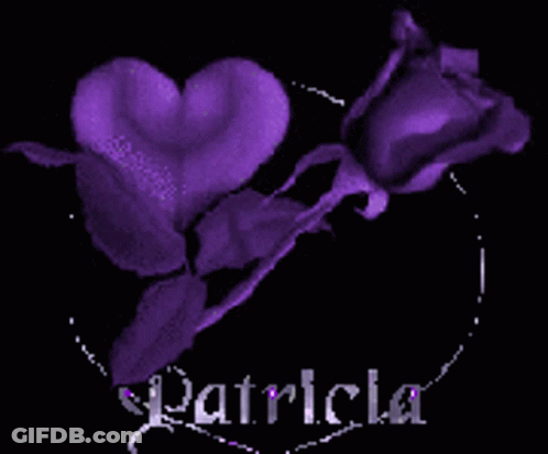 Purple Flower With Heart Center Named Patricia GIF