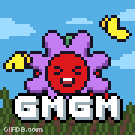 Purple Flower With Red Face Saying Gmgm GIF