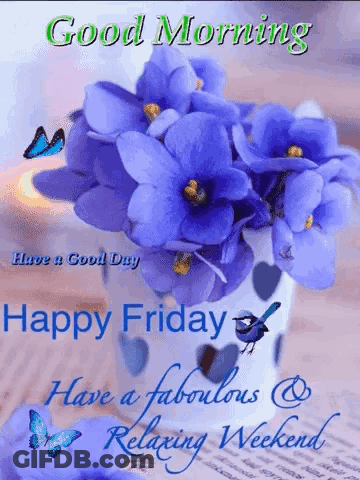 Purple Flowers Good Morning Happy Friday GIF