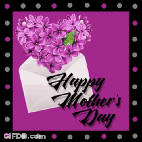 Purple Flowers White Envelope Happy Mothers Day Niece GIF