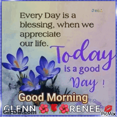 Purple Flowers With Every Day Is A Blessing Quote GIF