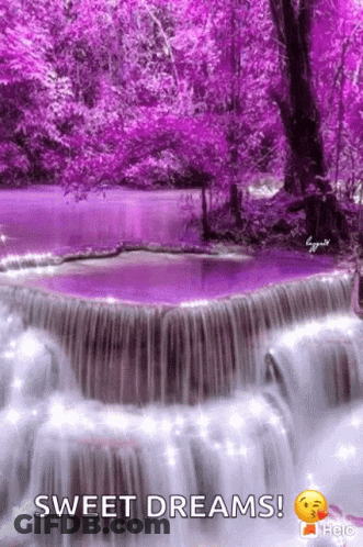 Purple Forest Waterfall Sweet Dreams GIF