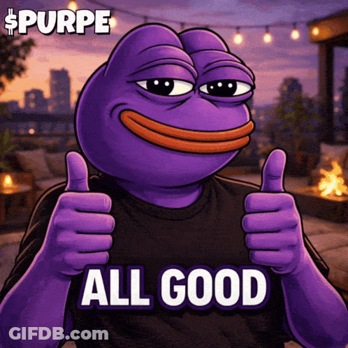 Purple Frog Giving Thumbs Up With Words All Good GIF
