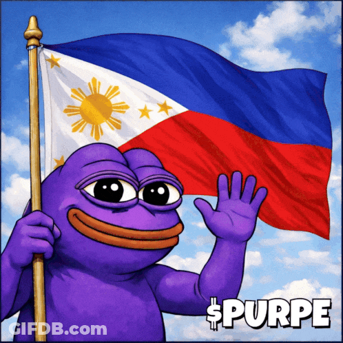 Purple Frog Holding Filipino Flag Saying Purpe GIF