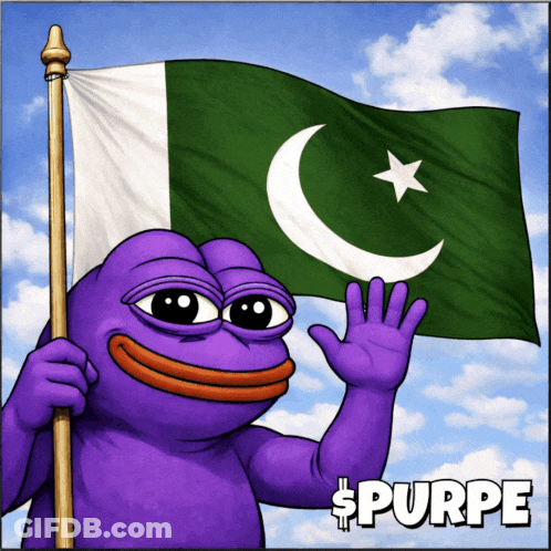 Purple Frog Holding Green And White Flag Saying Purpe GIF