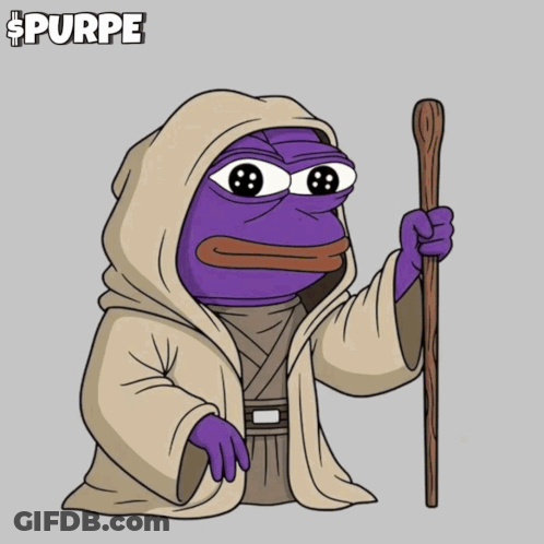 Purple Frog Holding Stick Says May The Force GIF