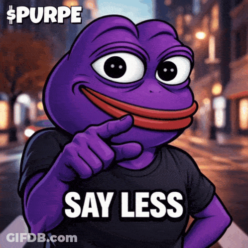Purple Frog In Black Shirt Say Less GIF