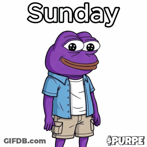 Purple Frog In Blue Shirt And Khaki Shorts Saying Sunday GIF