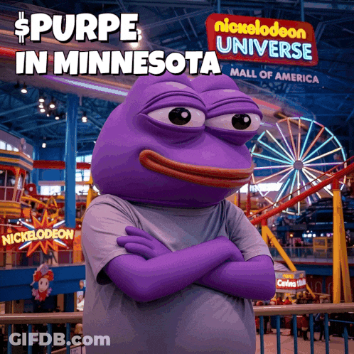 Purple Frog In Front Of Nickelodeon Sign GIF