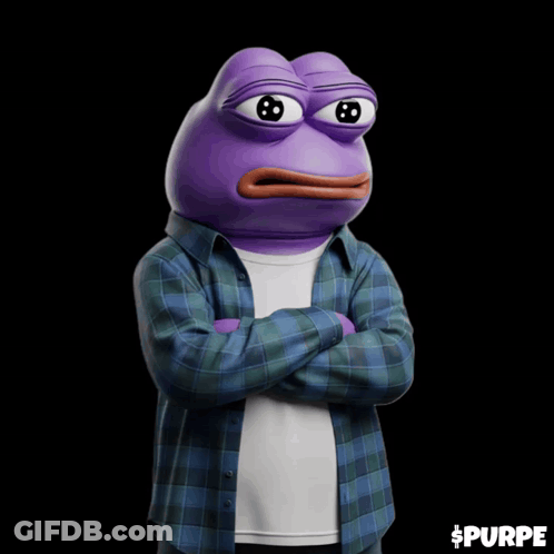 Purple Frog In Plaid Shirt With Arms Crossed GIF