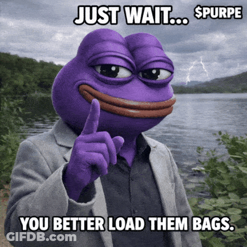 Purple Frog In Suit Just Wait Spurpe You Better Load Them Bags GIF