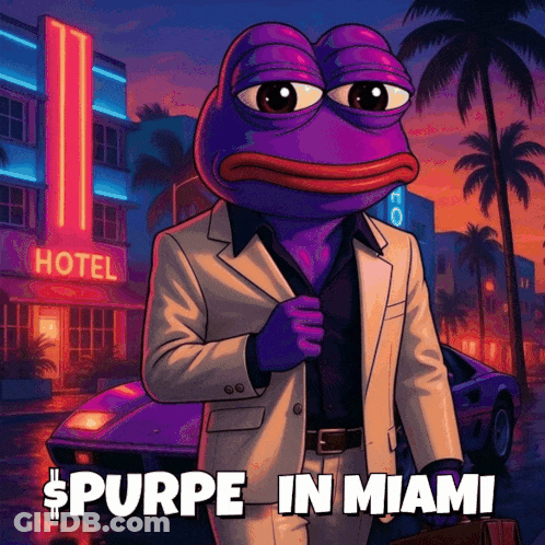 Purple Frog In Suit Saying Spurpe In Miami GIF