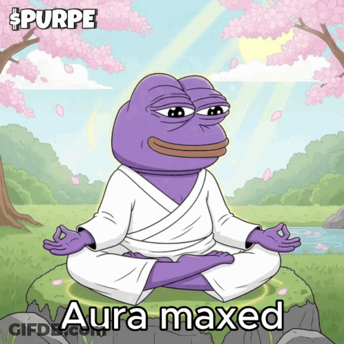 Purple Frog In White Robe Meditating Aura Maxed GIF