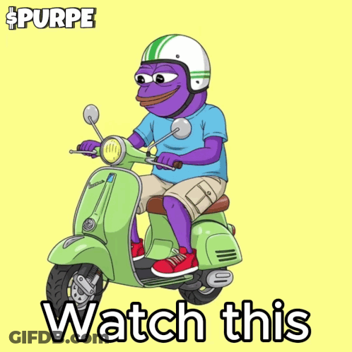 Purple Frog Riding Green Scooter Watch This GIF