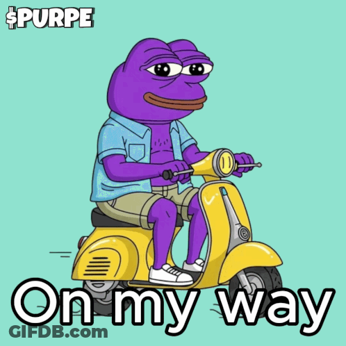 Purple Frog Riding Yellow Scooter GIF