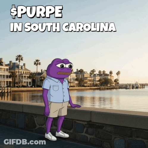 Purple Frog Standing On Sidewalk In South Carolina GIF