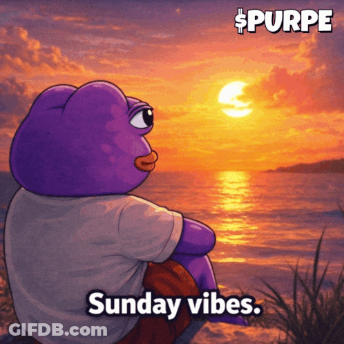 Purple Frog Watching Sunset Sunday Vibes GIF
