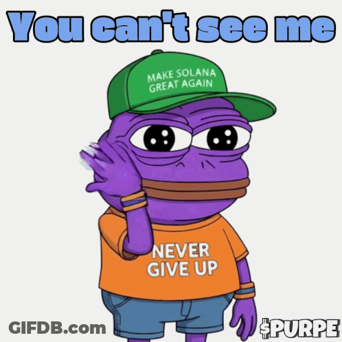 Purple Frog Wearing Hat Saying Make Solana Great Again GIF