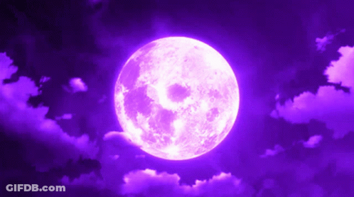 Purple Full Moon In Purple Sky With Clouds GIF