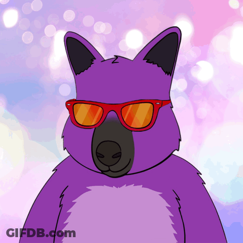 Purple Furry Animal With Red Sunglasses GIF