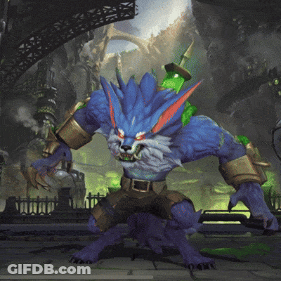 Purple Furry Video Game Character With Green Gloves GIF