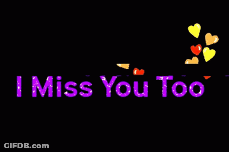 Purple Glitter Text I Miss You Too GIF