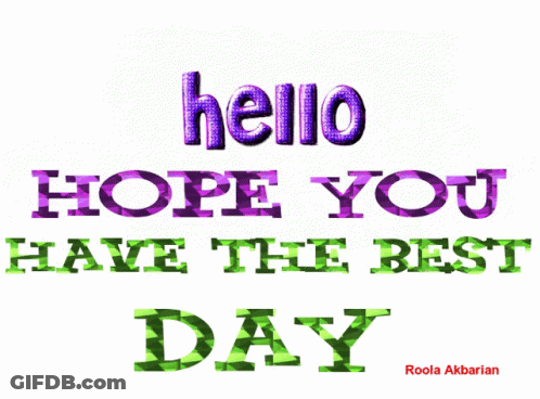 Purple Green Hello Hope You Have Best Day GIF