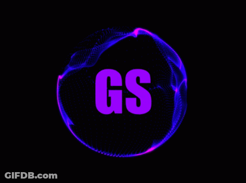 Purple GS Logo Surrounded By Purple Particles GIF
