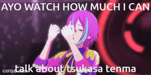 Purple Hair Blue Stripes Girl Talking Tsukasa Tenma GIF