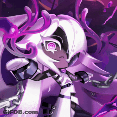 Purple Hair Cartoon Character With Chat Necklace GIF