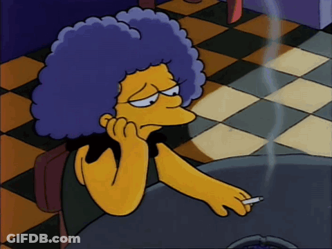Purple Hair Cartoon Character With Cigarette GIF