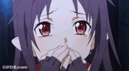 Purple Hair Girl Crying Covering Mouth GIF