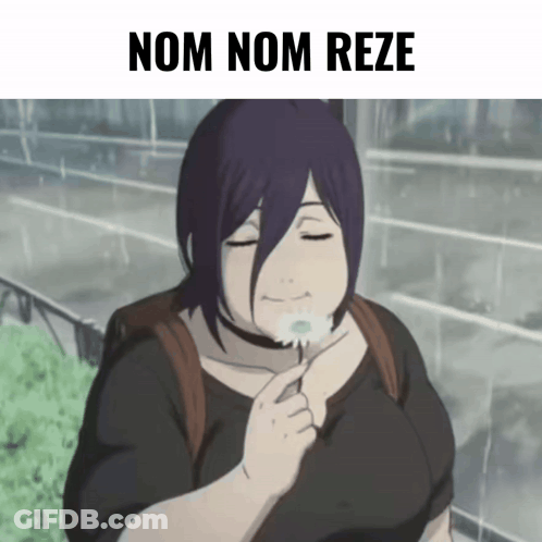 Purple Hair Girl Eating Dandelion Nom Nom Reze GIF