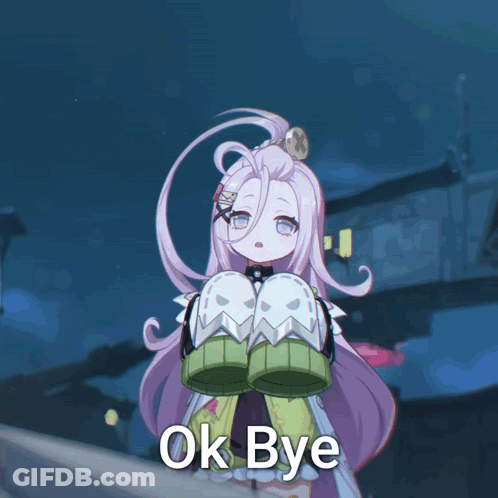 Purple Hair Girl Holding Ghost Shoes Saying Ok Bye GIF