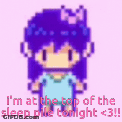 Purple Hair Girl I'm At The Top Of The Sleep Pile Tonight GIF