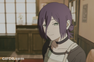 Purple Hair Girl In Apron And Choker GIF
