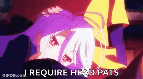Purple Hair Girl Laying Down I Require Head Pats GIF