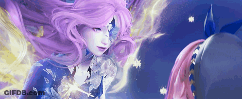 Purple Hair Girl Next To Pink Hair Girl GIF