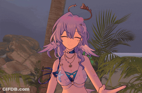 Purple Hair Girl Smiling Holding Microphone Saying Love GIF