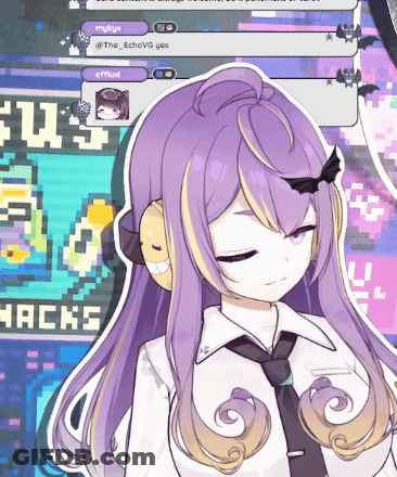 Purple Hair Girl With Headphones Saying Hacks GIF