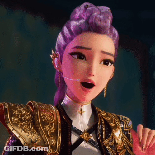 Purple Hair Gold Armor Surprised Cartoon GIF