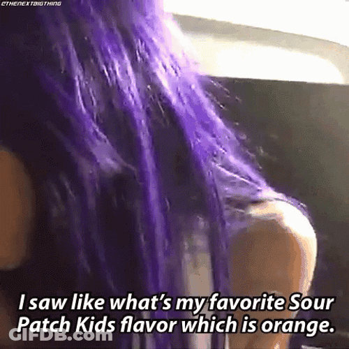 Purple Hair Woman Favorite The Sour Patch Kids Candy GIF