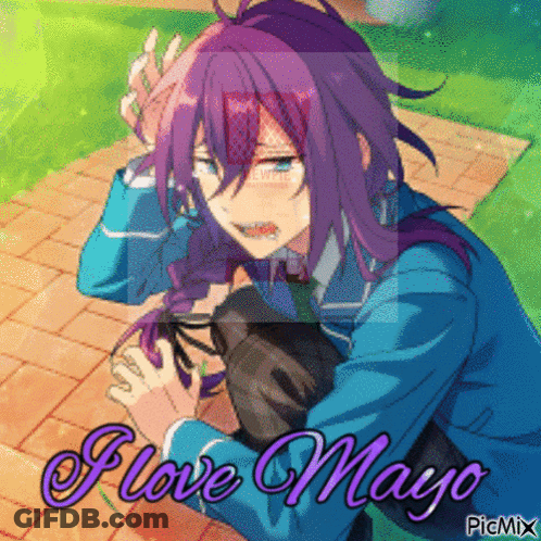 Purple Haired Anime Character I Love Mayo GIF