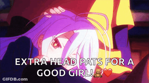 Purple Haired Anime Girl Extra Head Pats Good Girl GIF