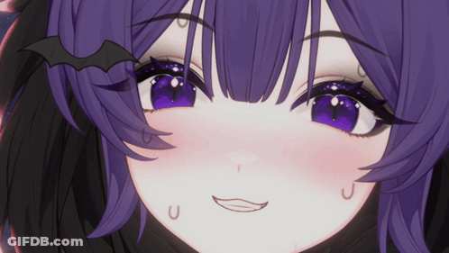 Purple Haired Anime Girl With Bat Headpiece GIF