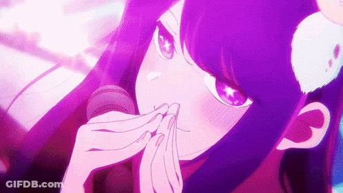 Purple Haired Anime Girl With Headphones GIF