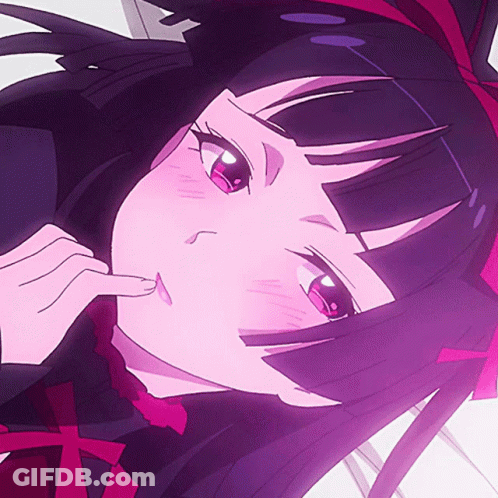 Purple Haired Anime Girl With Pink Eyes GIF