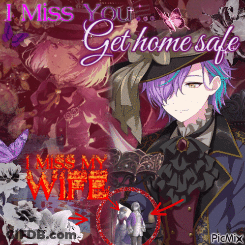 Purple Haired Anime Saying Get Home Safe GIF