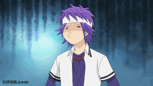 Purple-Haired Cartoon Character With Head Bandage GIF
